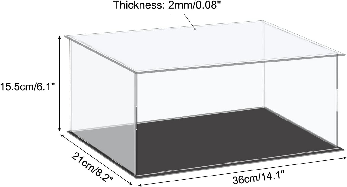 Acrylic Display Case Plastic Box Cube Storage Box Clear Small Assemble Dustproof Showcase 14.1x4.3x4.1 Inch for Collectibles Items