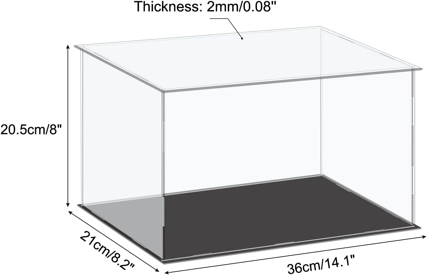 Acrylic Display Case Plastic Box Cube Storage Box Clear Small Assemble Dustproof Showcase 14.1x4.3x4.1 Inch for Collectibles Items