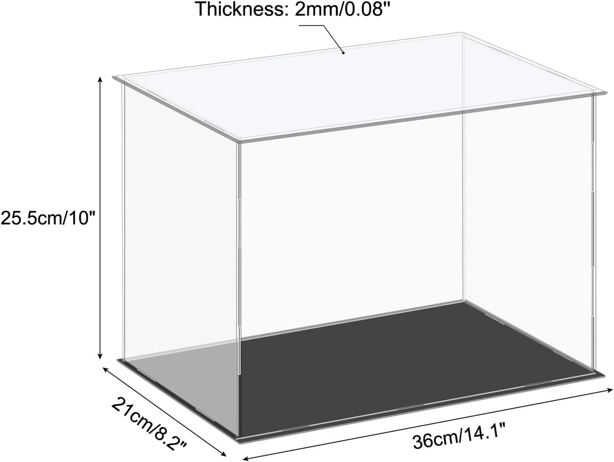 Acrylic Display Case Plastic Box Cube Storage Box Clear Small Assemble Dustproof Showcase 14.1x4.3x4.1 Inch for Collectibles Items
