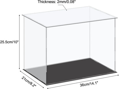 Acrylic Display Case Plastic Box Cube Storage Box Clear Small Assemble Dustproof Showcase 14.1x4.3x4.1 Inch for Collectibles Items