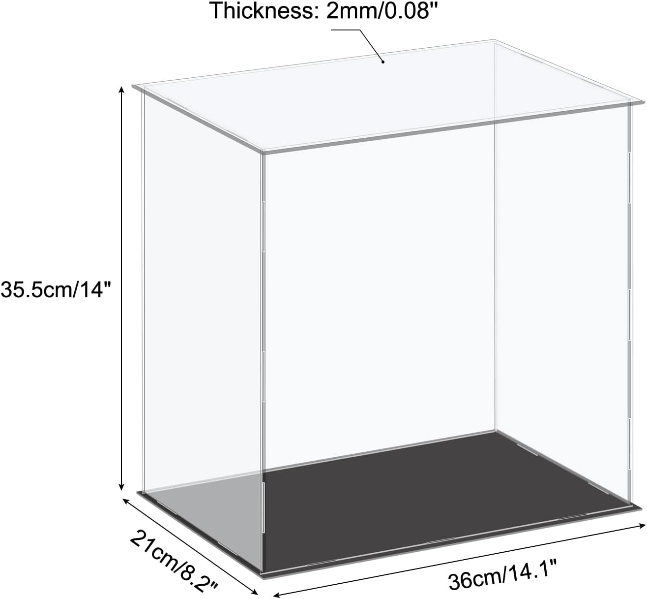 Acrylic Display Case Plastic Box Cube Storage Box Clear Small Assemble Dustproof Showcase 14.1x4.3x4.1 Inch for Collectibles Items