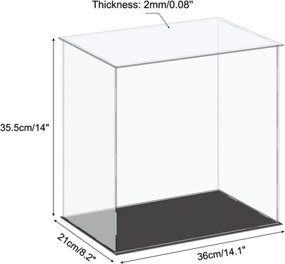 Acrylic Display Case Plastic Box Cube Storage Box Clear Small Assemble Dustproof Showcase 14.1x4.3x4.1 Inch for Collectibles Items