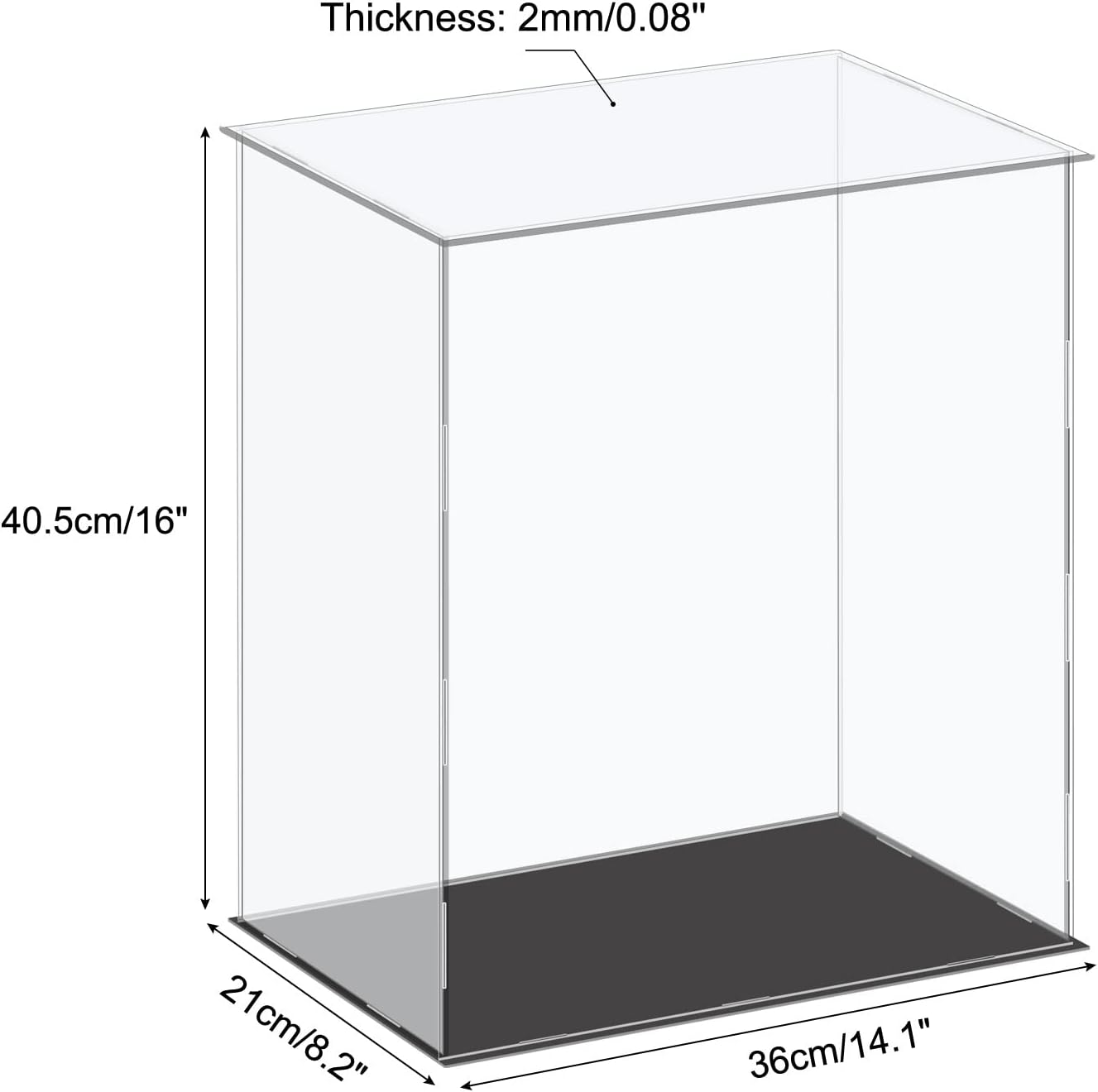 Acrylic Display Case Plastic Box Cube Storage Box Clear Small Assemble Dustproof Showcase 14.1x4.3x4.1 Inch for Collectibles Items