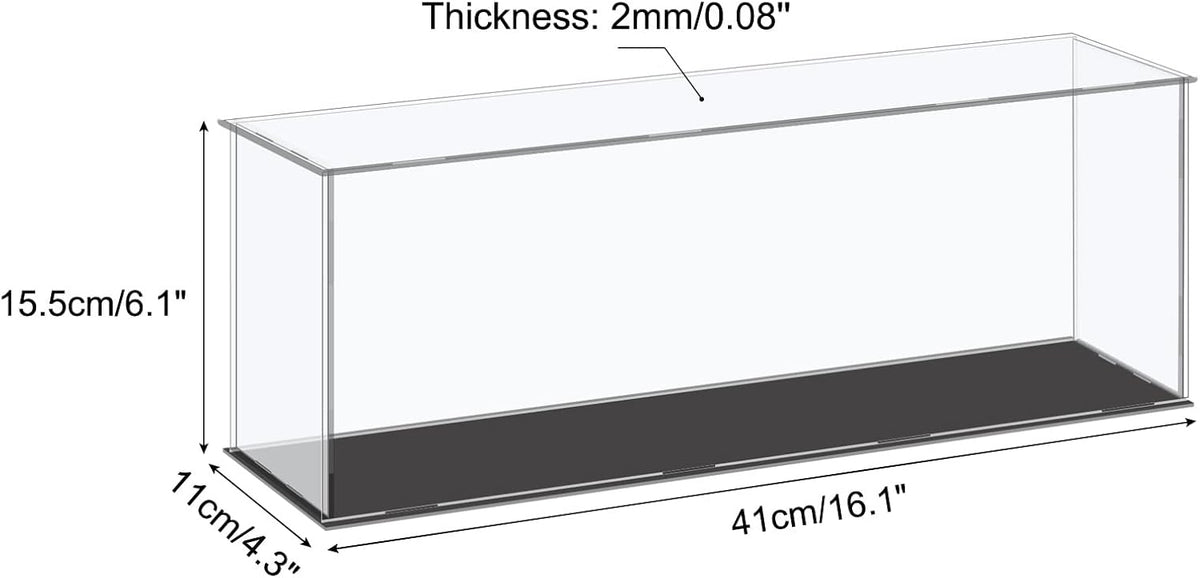Acrylic Display Case Plastic Box Cube Storage Box Clear Small Assemble Dustproof Showcase 14.1x4.3x4.1 Inch for Collectibles Items