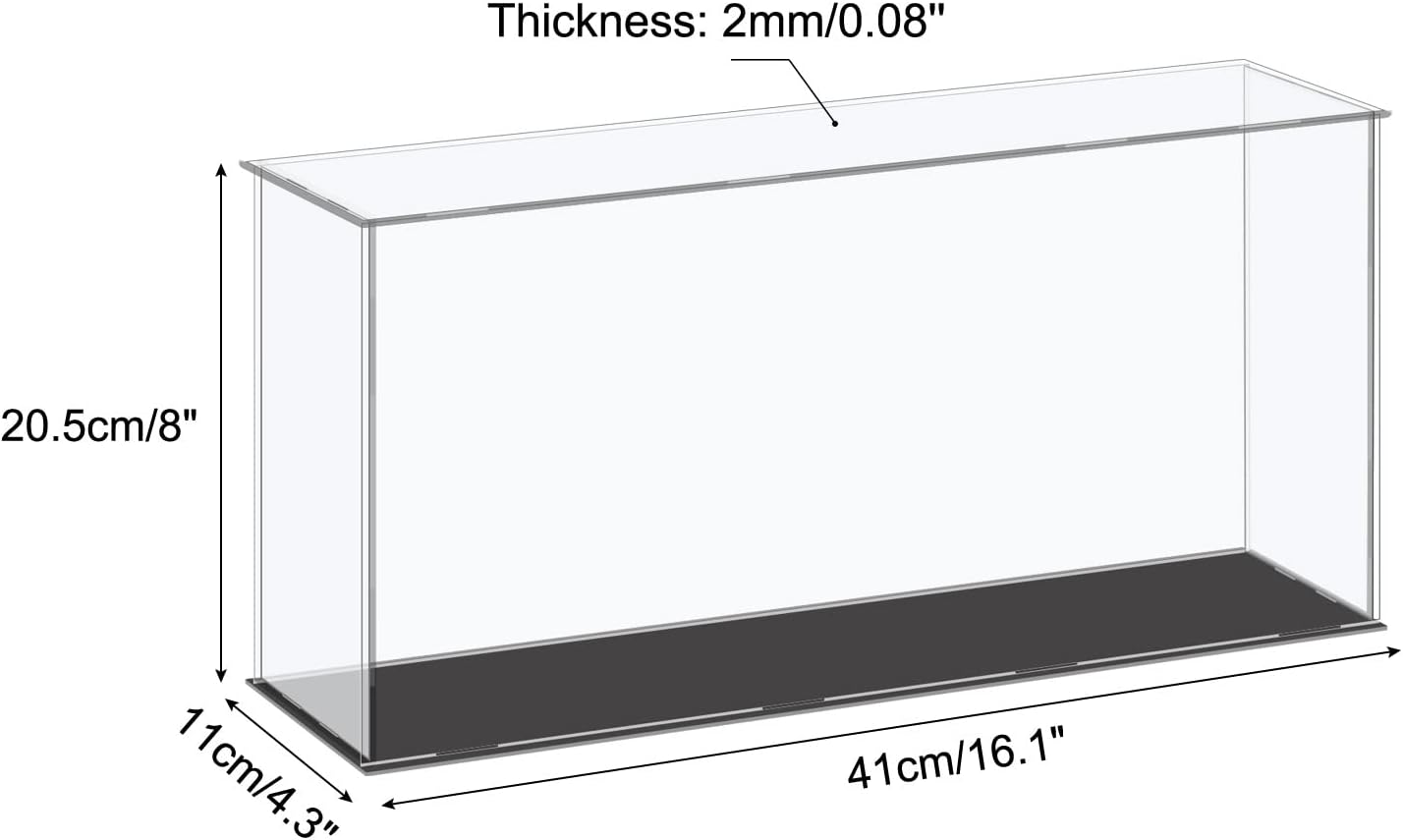 Acrylic Display Case Plastic Box Cube Storage Box Clear Small Assemble Dustproof Showcase 14.1x4.3x4.1 Inch for Collectibles Items