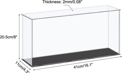 Acrylic Display Case Plastic Box Cube Storage Box Clear Small Assemble Dustproof Showcase 14.1x4.3x4.1 Inch for Collectibles Items