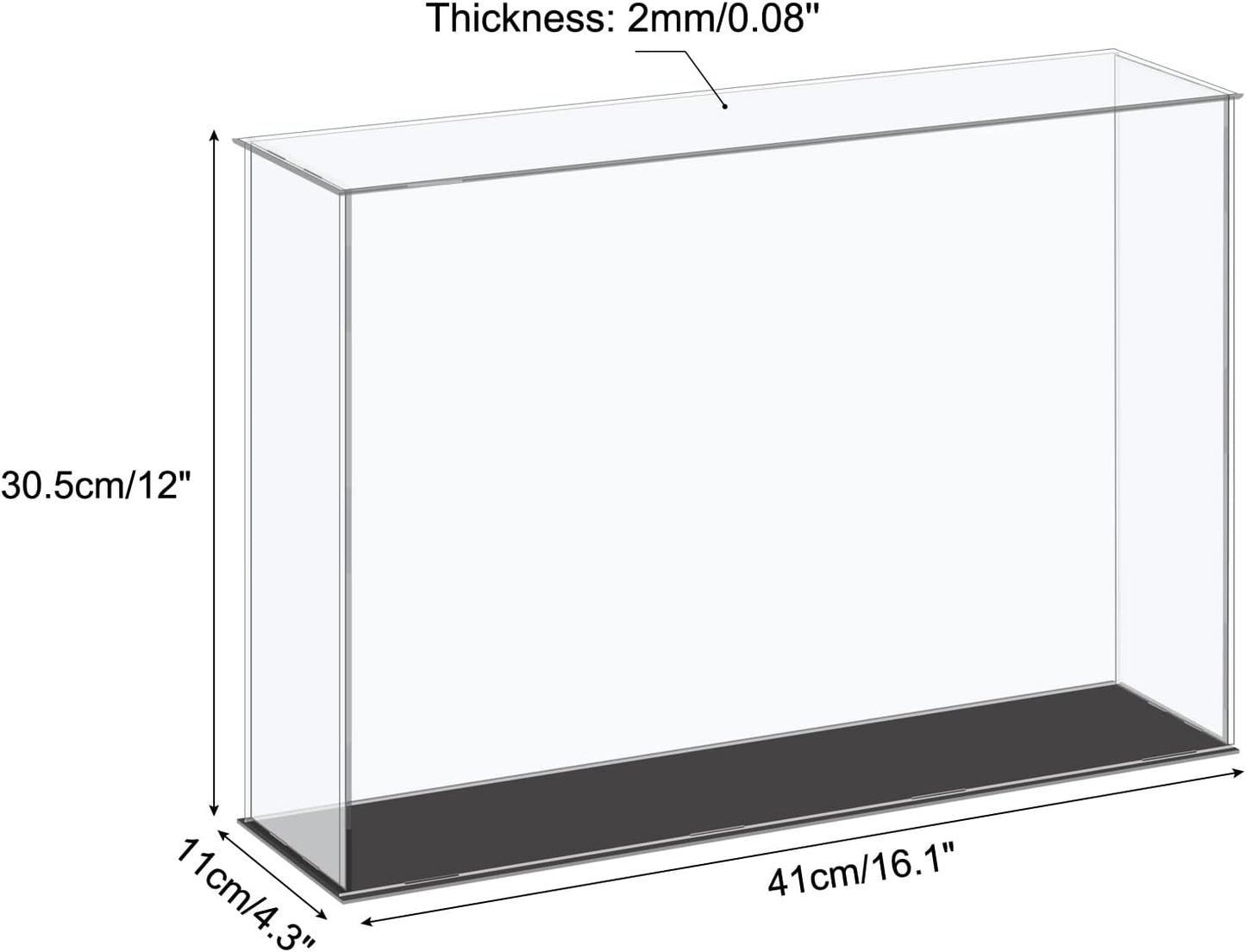 Acrylic Display Case Plastic Box Cube Storage Box Clear Small Assemble Dustproof Showcase 14.1x4.3x4.1 Inch for Collectibles Items