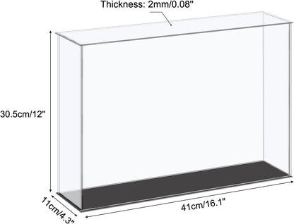 Acrylic Display Case Plastic Box Cube Storage Box Clear Small Assemble Dustproof Showcase 14.1x4.3x4.1 Inch for Collectibles Items