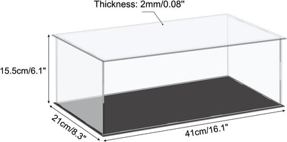 Acrylic Display Case Plastic Box Cube Storage Box Clear Small Assemble Dustproof Showcase 14.1x4.3x4.1 Inch for Collectibles Items