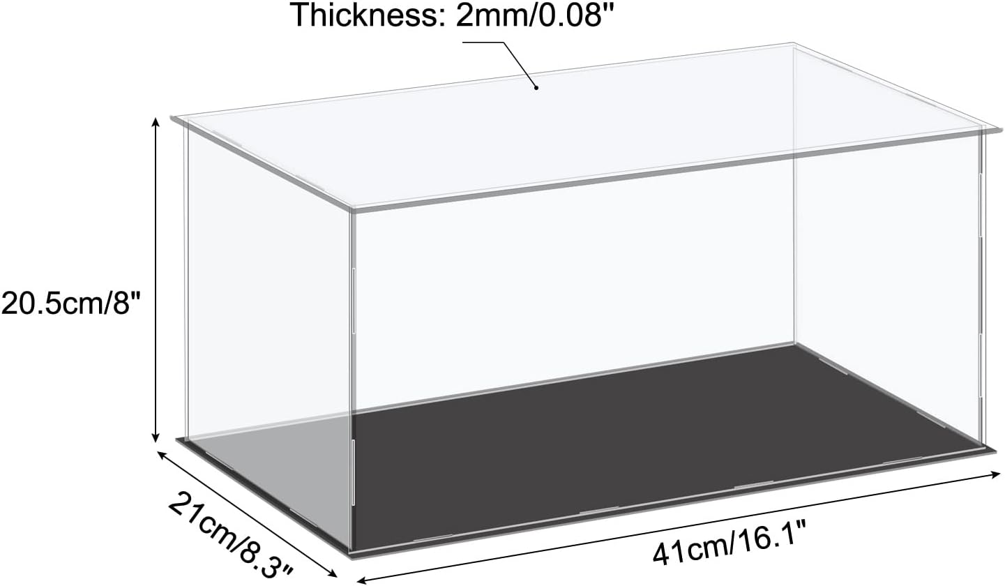 Acrylic Display Case Plastic Box Cube Storage Box Clear Small Assemble Dustproof Showcase 14.1x4.3x4.1 Inch for Collectibles Items