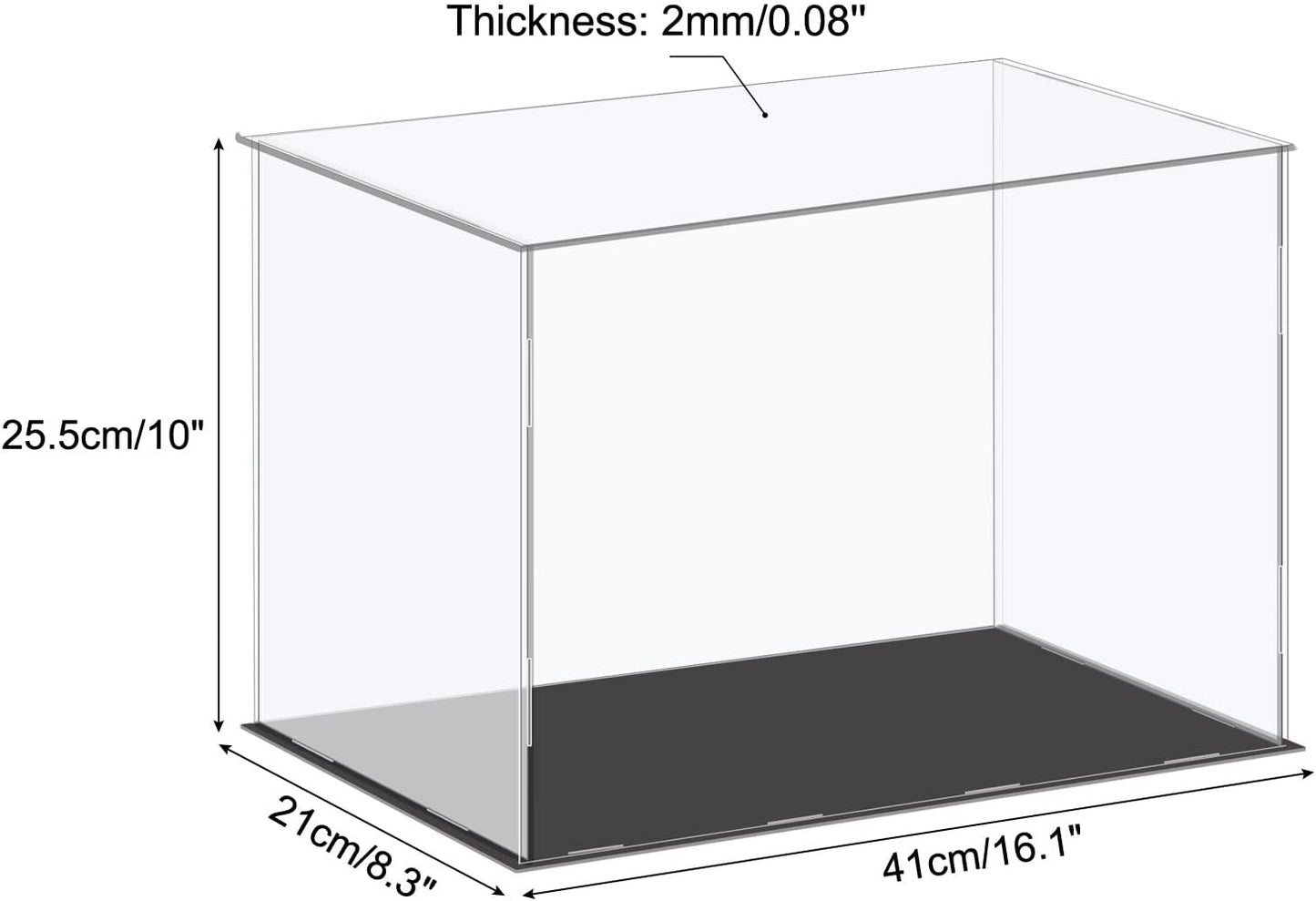 Acrylic Display Case Plastic Box Cube Storage Box Clear Small Assemble Dustproof Showcase 14.1x4.3x4.1 Inch for Collectibles Items