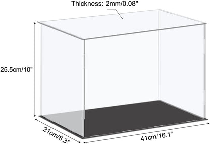 Acrylic Display Case Plastic Box Cube Storage Box Clear Small Assemble Dustproof Showcase 14.1x4.3x4.1 Inch for Collectibles Items