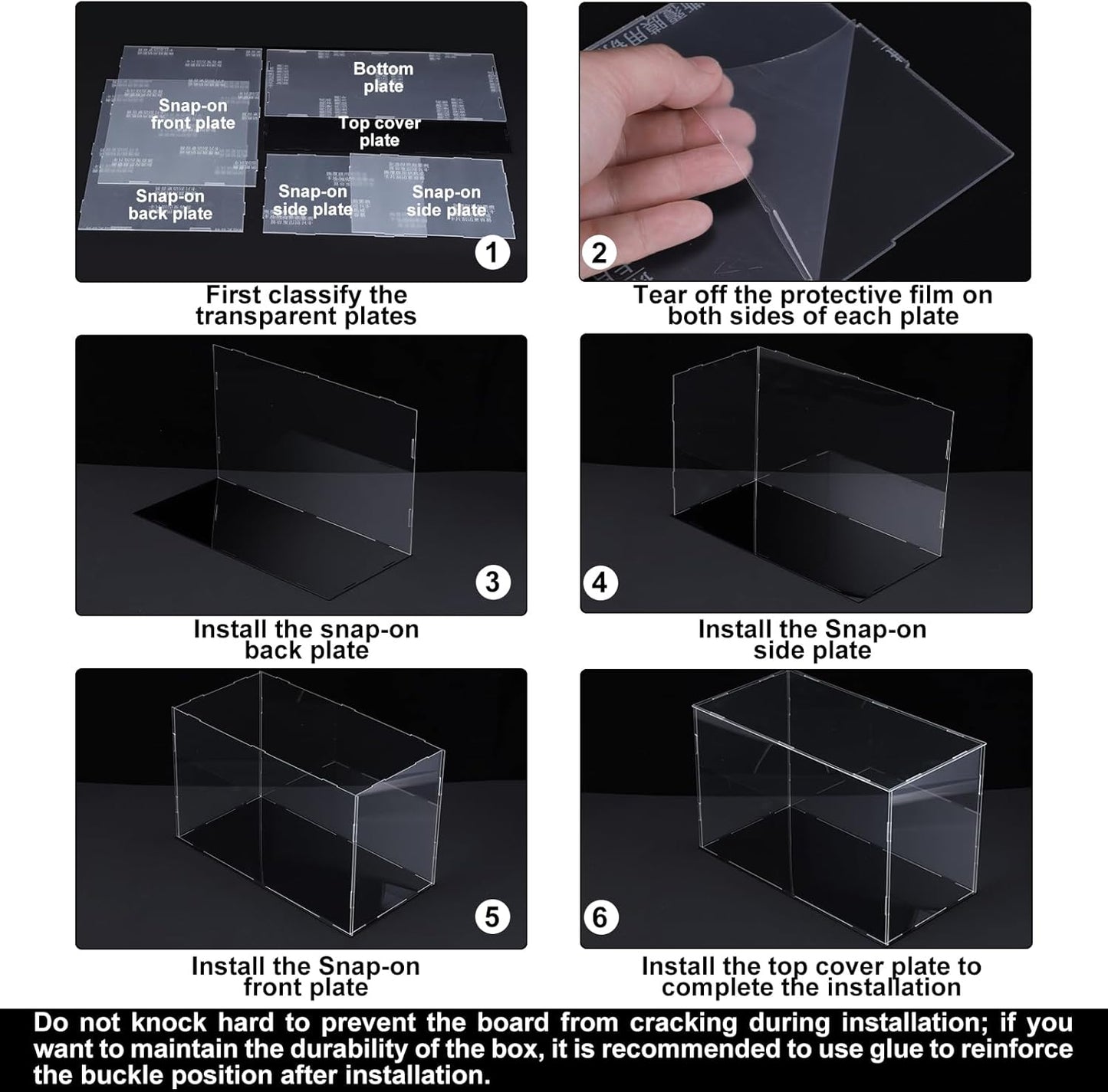 Acrylic Display Case Plastic Box Cube Storage Box Clear Small Assemble Dustproof Showcase 14.1x4.3x4.1 Inch for Collectibles Items
