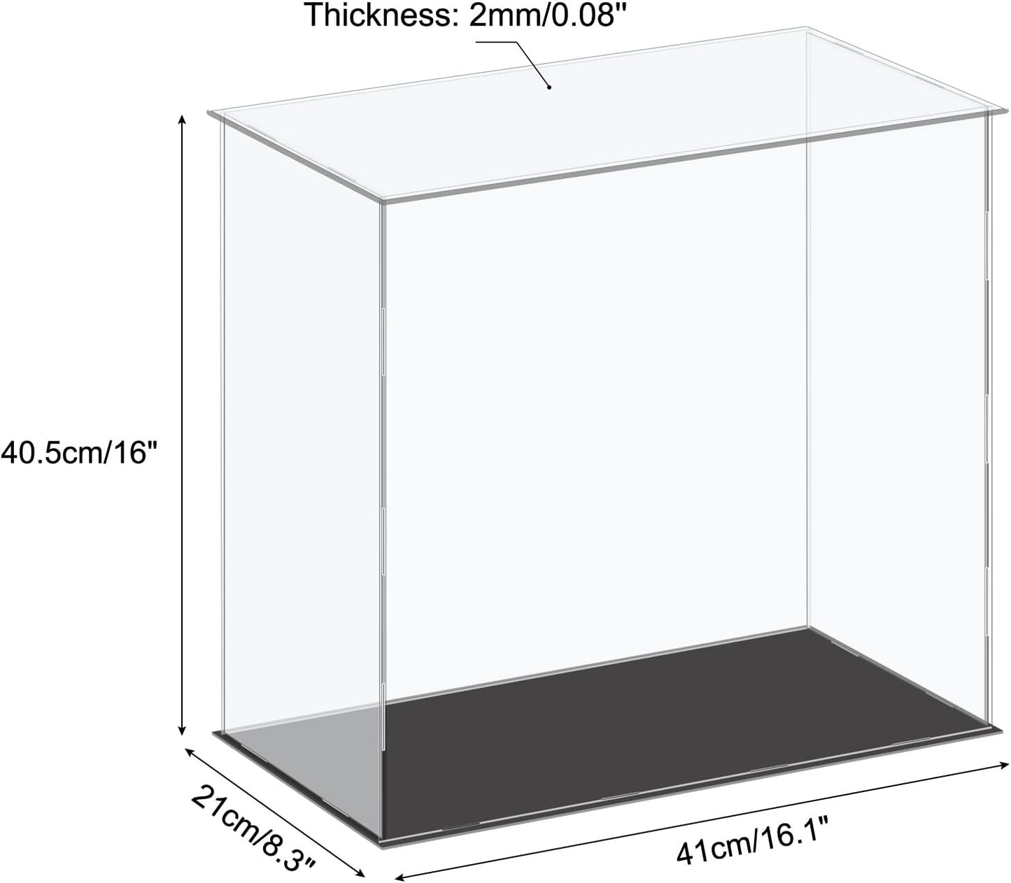 Acrylic Display Case Plastic Box Cube Storage Box Clear Small Assemble Dustproof Showcase 14.1x4.3x4.1 Inch for Collectibles Items