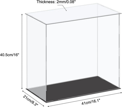 Acrylic Display Case Plastic Box Cube Storage Box Clear Small Assemble Dustproof Showcase 14.1x4.3x4.1 Inch for Collectibles Items
