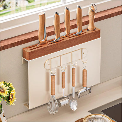 Under Cabinet Knife Storage, Kitchen Wall-Mounted Knife Holder, Cabinet Door Knife Organizer, Hanging Knives Rack,Utensils Holder,17.5 Inch