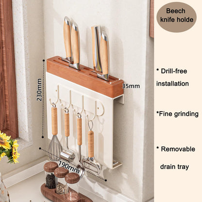 Under Cabinet Knife Storage, Kitchen Wall-Mounted Knife Holder, Cabinet Door Knife Organizer, Hanging Knives Rack,Utensils Holder,17.5 Inch