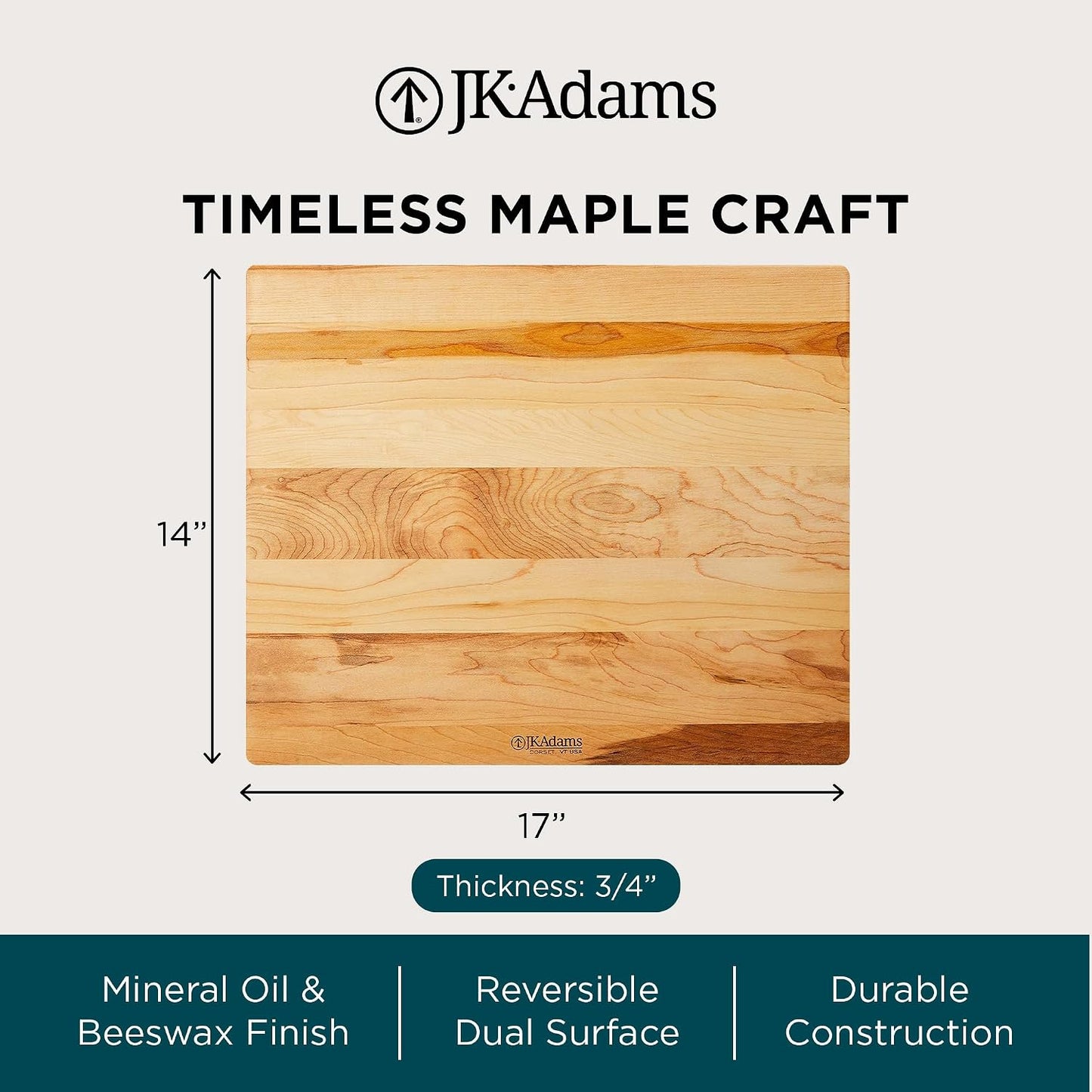 Kitchen Basic 17 by 14-Inch Cutting Board, Maple