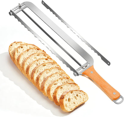 SINWAY 16IN Adjustable Bread Knife, Upgraded Stainless Steel Bread Slicer with Precision Thickness Guide for Sourdough Baguettes Bagels, Homemade Bread Cutter, Ideal Baker Gift