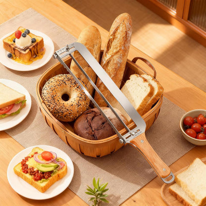SINWAY 16IN Adjustable Bread Knife, Upgraded Stainless Steel Bread Slicer with Precision Thickness Guide for Sourdough Baguettes Bagels, Homemade Bread Cutter, Ideal Baker Gift