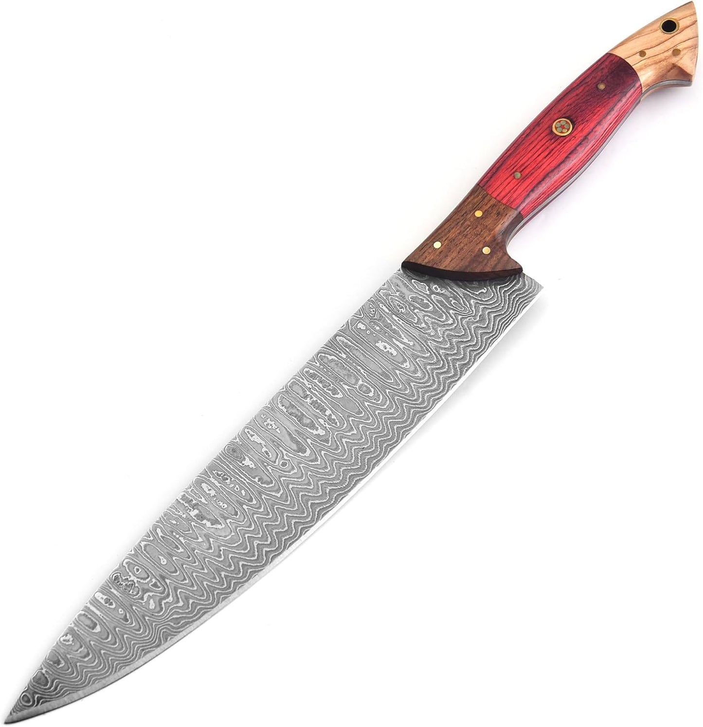 129-8 Stainless Steel Damascus Knife Set 8 pcs, Kitchen Knife Set with Leather Roll Case Bag High Carbon Ultra Sharp Knife for Kitchen, Professional Chef Knife Set with Bag 129 (8)
