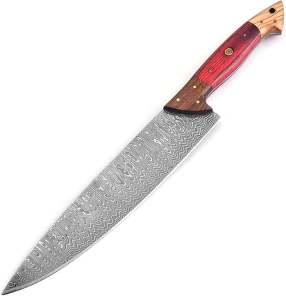 129-8 Stainless Steel Damascus Knife Set 8 pcs, Kitchen Knife Set with Leather Roll Case Bag High Carbon Ultra Sharp Knife for Kitchen, Professional Chef Knife Set with Bag 129 (8)
