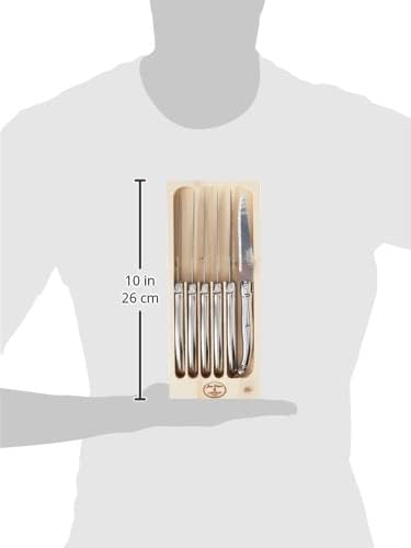 Laguiole 6-Piece Steak Knife Set, Stainless Steel Handles - 2.5 mm Blades - Rust-Resistant Stainless Steel - Includes Wooden Tray - Made in France