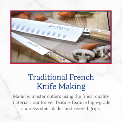 Laguiole 6-Piece Steak Knife Set, Stainless Steel Handles - 2.5 mm Blades - Rust-Resistant Stainless Steel - Includes Wooden Tray - Made in France