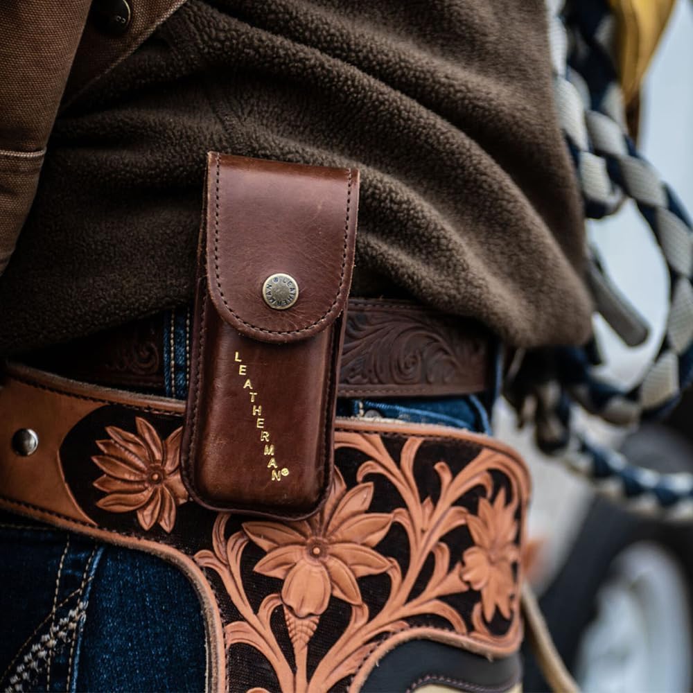Heritage Leather Snap Sheath for Multi-Tools, Brown, Medium