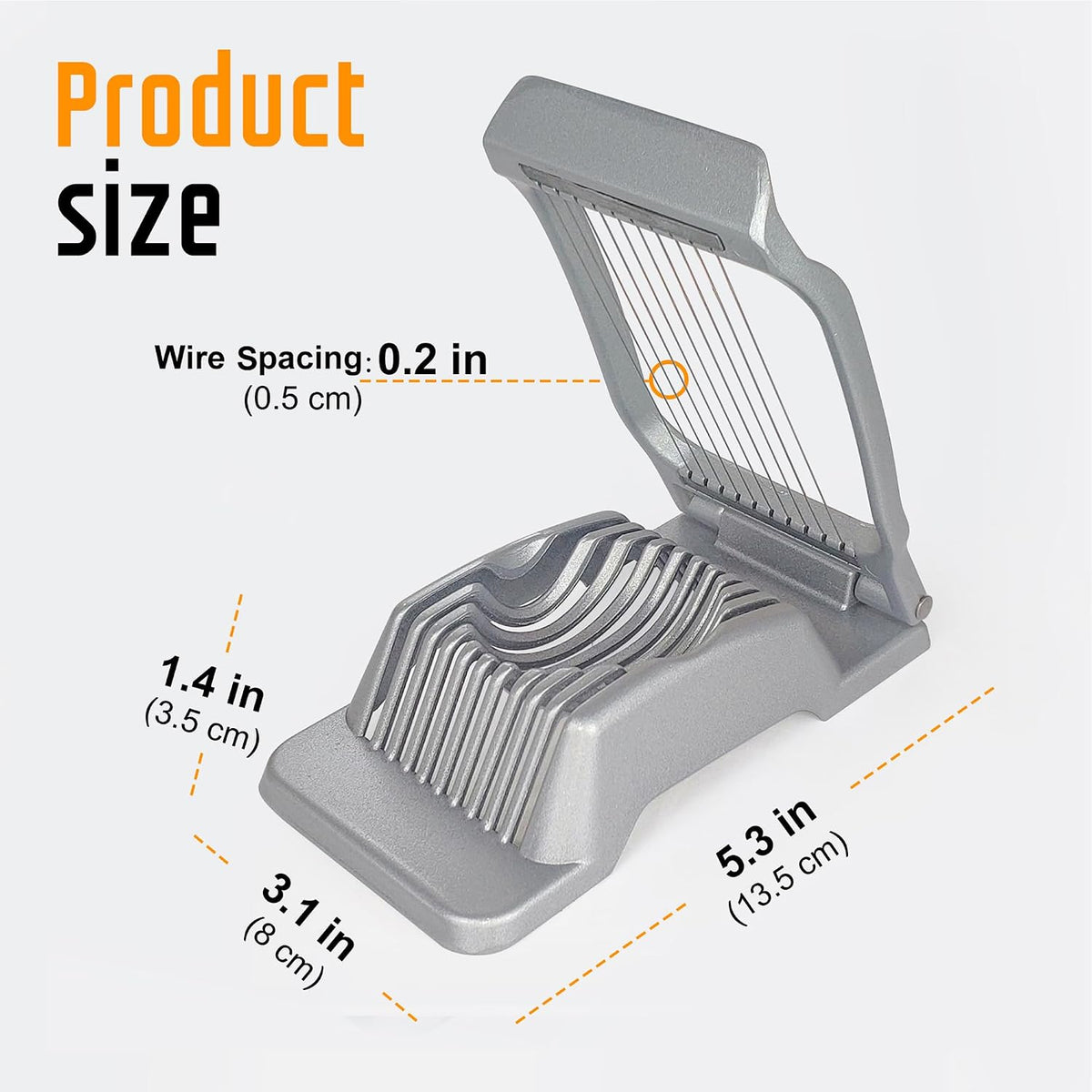 Multipurpose Heavy Duty Aluminium Egg Slicer, Stainless Steel Wire, Sliver