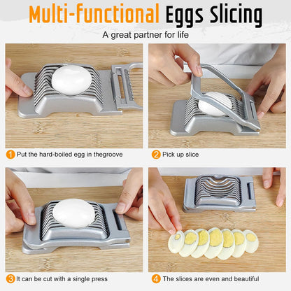 Multipurpose Heavy Duty Aluminium Egg Slicer, Stainless Steel Wire, Sliver