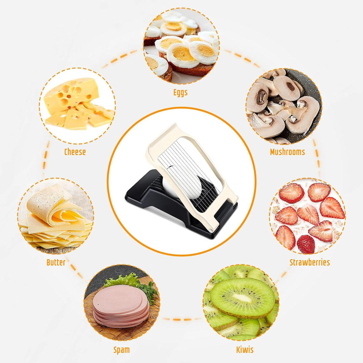 Multipurpose Heavy Duty Aluminium Egg Slicer, Stainless Steel Wire, Sliver