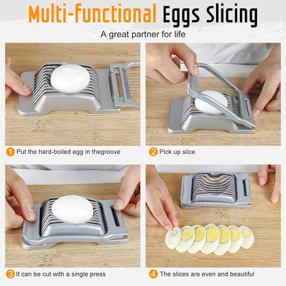 Multipurpose Heavy Duty Aluminium Egg Slicer, Stainless Steel Wire, Sliver