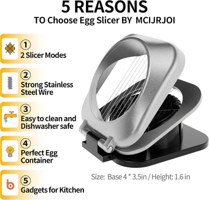 Multipurpose Heavy Duty Aluminium Egg Slicer, Stainless Steel Wire, Sliver