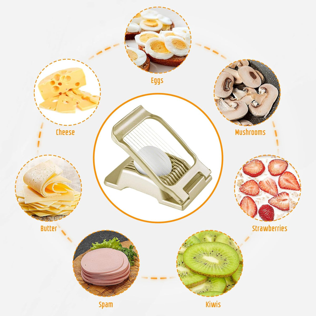 Multipurpose Heavy Duty Aluminium Egg Slicer, Stainless Steel Wire, Sliver
