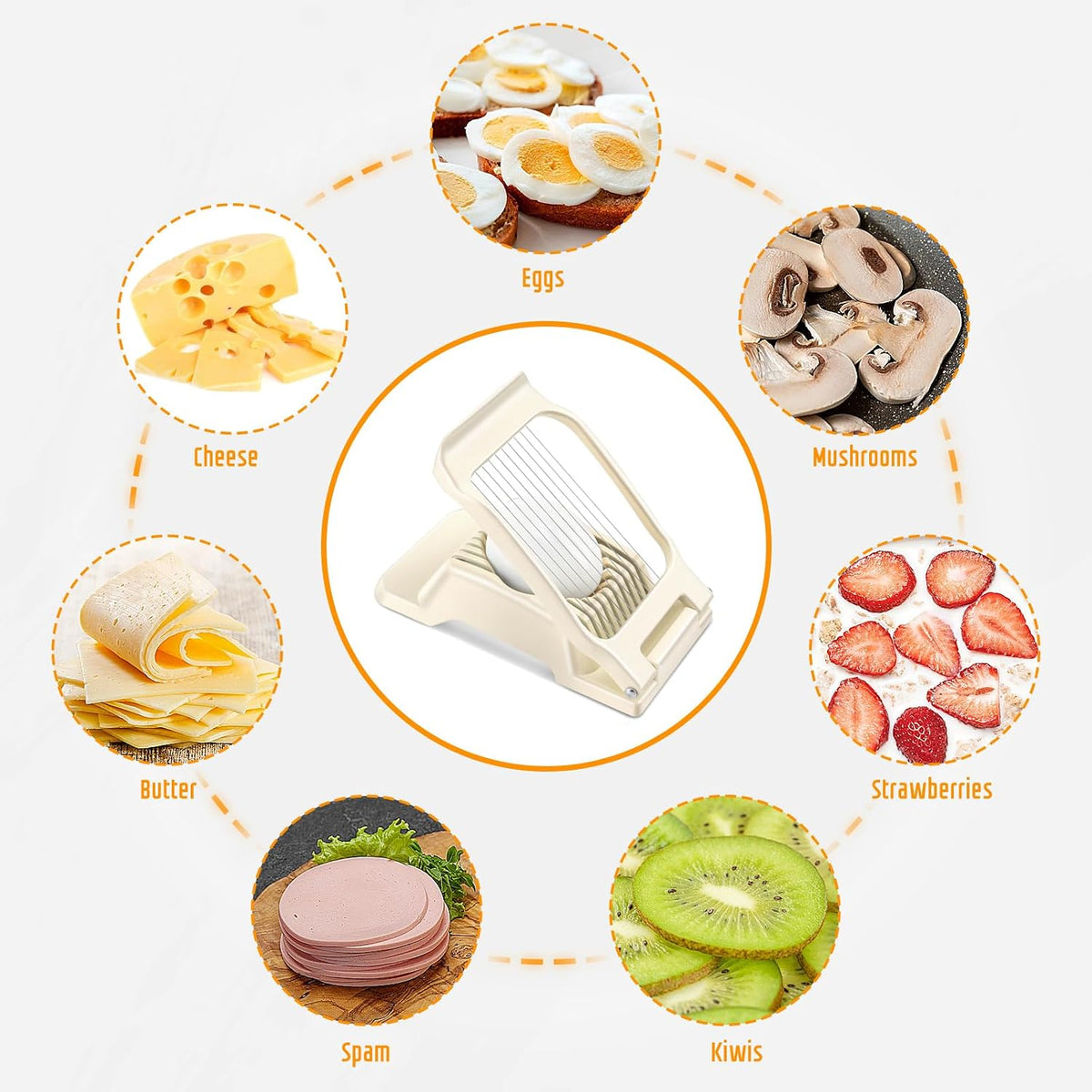 Multipurpose Heavy Duty Aluminium Egg Slicer, Stainless Steel Wire, Sliver