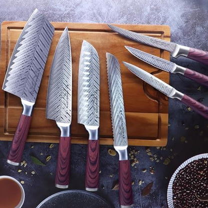 Damascus Knife Block Set – Premium 20-Piece Chef Knife Set with Extra Cutting Board & Wine Corkscrew, High Carbon Stainless Steel, Elegant Housewarming Gift