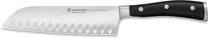 WÜSTHOF Classic IKON 7" Hollow Edge Santoku Knife, Black