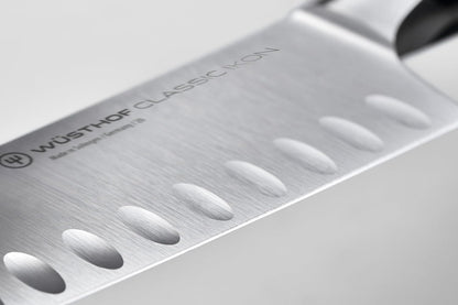 WÜSTHOF Classic IKON 7" Hollow Edge Santoku Knife, Black