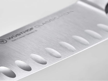 WÜSTHOF Classic IKON 7" Hollow Edge Santoku Knife, Black