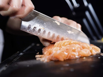 WÜSTHOF Classic IKON 7" Hollow Edge Santoku Knife, Black