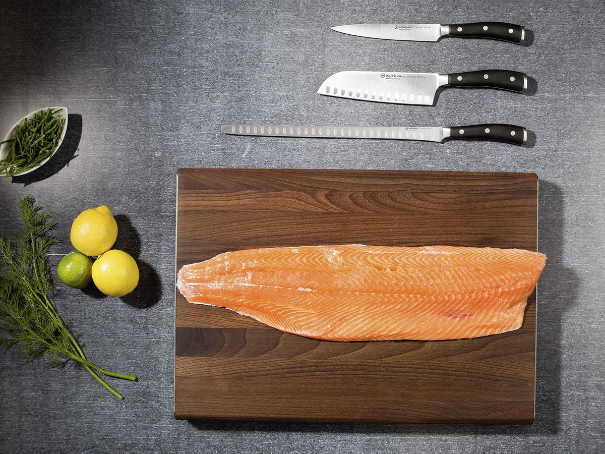 WÜSTHOF Classic IKON 7" Hollow Edge Santoku Knife, Black