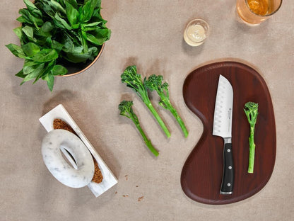 WÜSTHOF Classic IKON 7" Hollow Edge Santoku Knife, Black