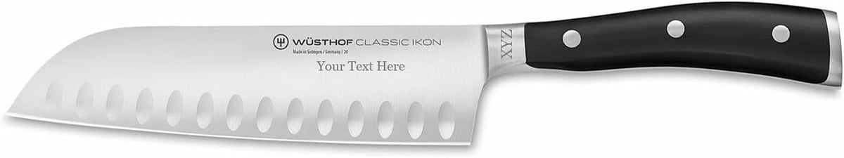 WÜSTHOF Classic IKON 7" Hollow Edge Santoku Knife, Black