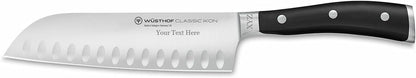 WÜSTHOF Classic IKON 7" Hollow Edge Santoku Knife, Black