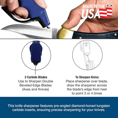 ACCUSHARP Knife Sharpener, Portable and Easy to Use, Hones and Sharpens Cleavers, Kitchen, and Serrated Knives, Sharpens Double Beveled Edge Knives