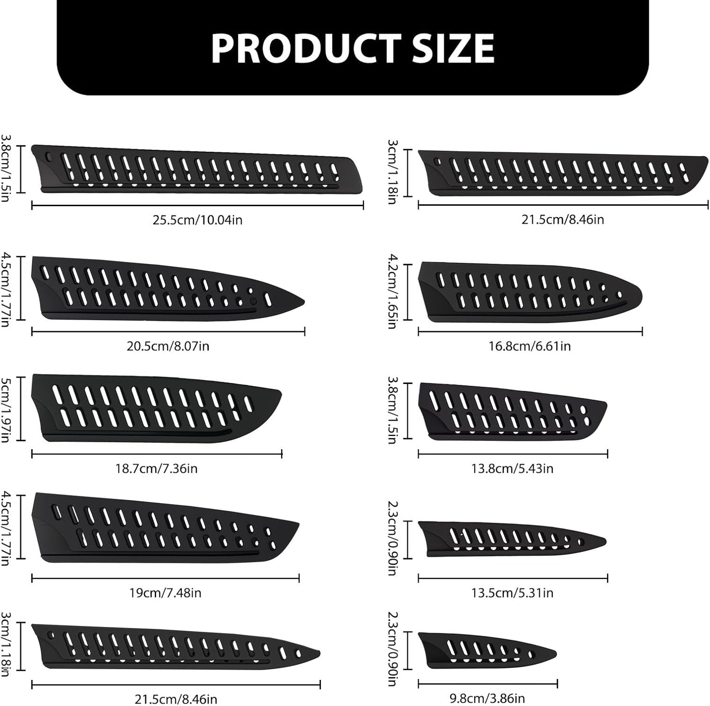 10PCS Paring Knife Sheath Set, Knife Covers or Sleeves Protector for Kitchen for 10" 8" 7" 6" 5" 3.5" Utility Carving Chef Bread Utility Paring Knife