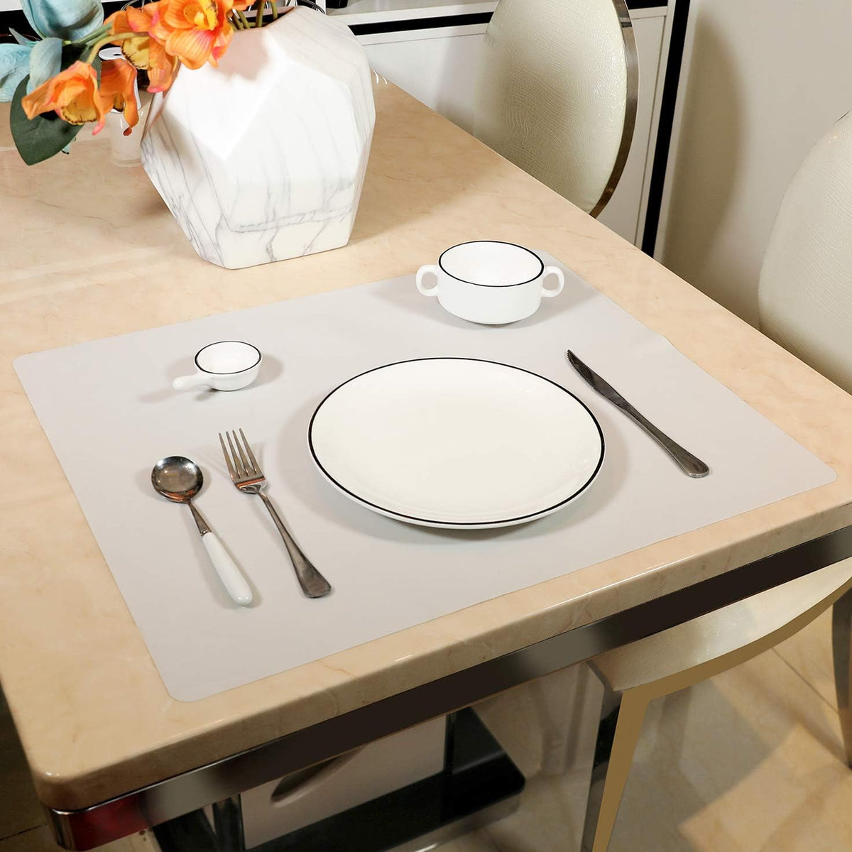 24''x20'' Extra Large Silicone Baking Mat for Dough Rolling Pastry Fondant Mat Nonstick and Nonskid Heat Resistent, Countertop Protector, Dining Table Mat and Placemat (Extra Large Gray 2 Pack)