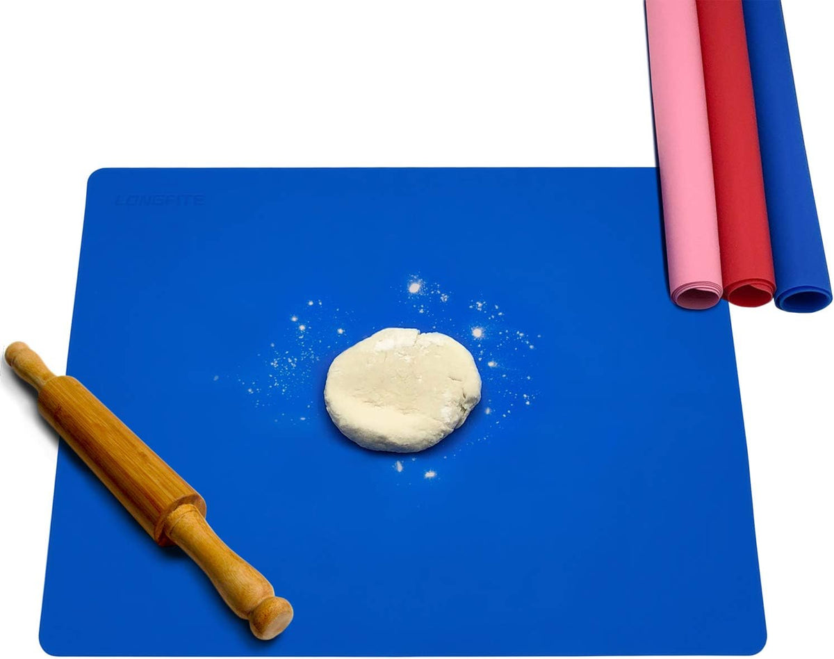 24''x20'' Extra Large Silicone Baking Mat for Dough Rolling Pastry Fondant Mat Nonstick and Nonskid Heat Resistent, Countertop Protector, Dining Table Mat and Placemat (Extra Large Gray 2 Pack)