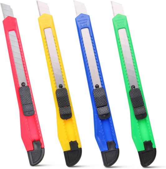 4 Pack Box Cutter Knife, 3-rd Gen Utility Knives, Razor Blade Opener, Utility Knives, Box Cutters Retractable, Small Work Knife